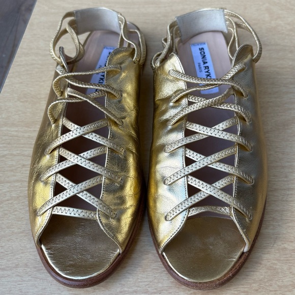 Sonia Rykiel Shoes - Sonia Rykiel Paris Open Toe Sandal Flats In Gold Sz 39 EU/ 8.5 US